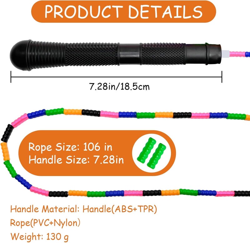 Ace one Beaded Jump Rope 1 Pack/2 Pack, Segmented Skipping Rope for Kids Adults, Adjustable Tangle-Free Toddler Jumping Rope for Fitness Exercise Training - Image 5